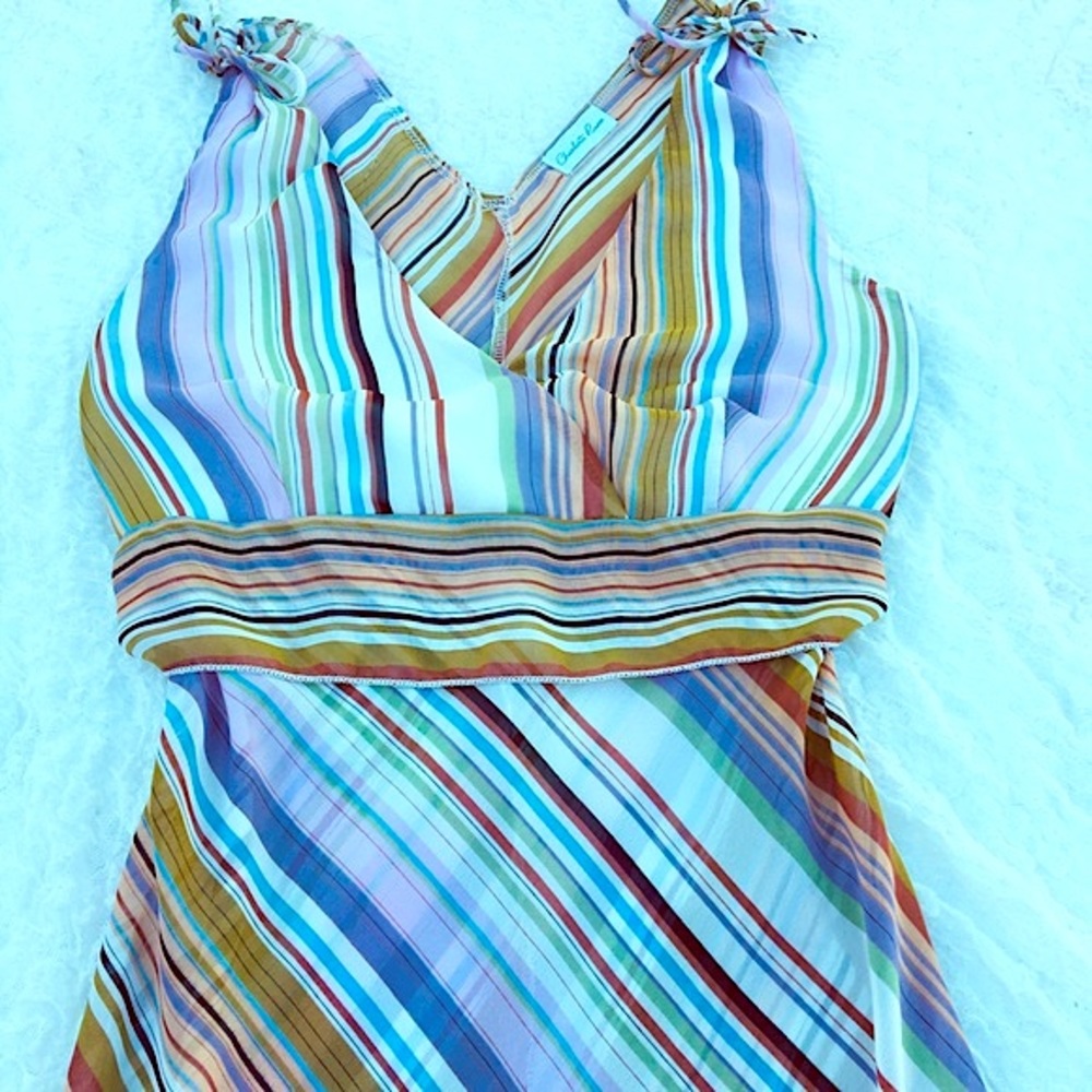 VTG❤️RARE Charlotte Russe Asymmetrical Chemise Empire Waist Tie Back Blouse - Picture 16 of 16